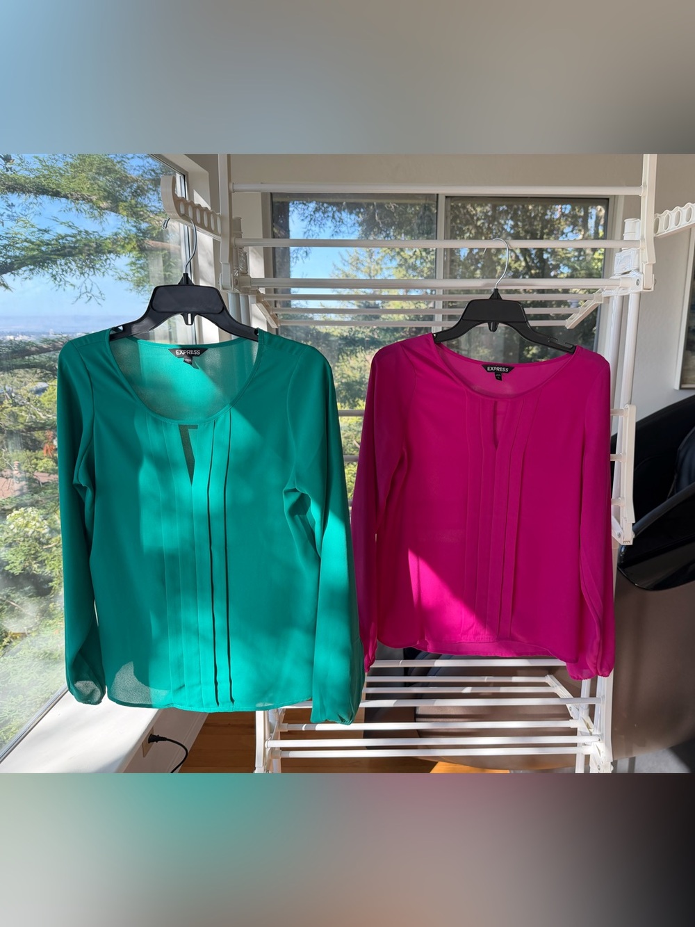 LIKE NEW BUNDLE of 2 Express Women's Long-Sleeve Pleated Blouse - XSmall